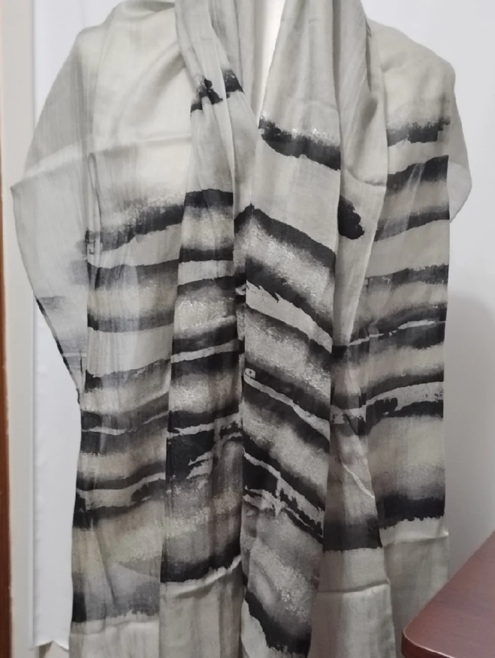 Simply Vera Vera Wang Black and Gray Striped‎ Lightweight Scarf